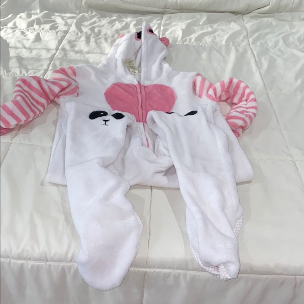 Jessica Simpson girls panda one piece footed pj